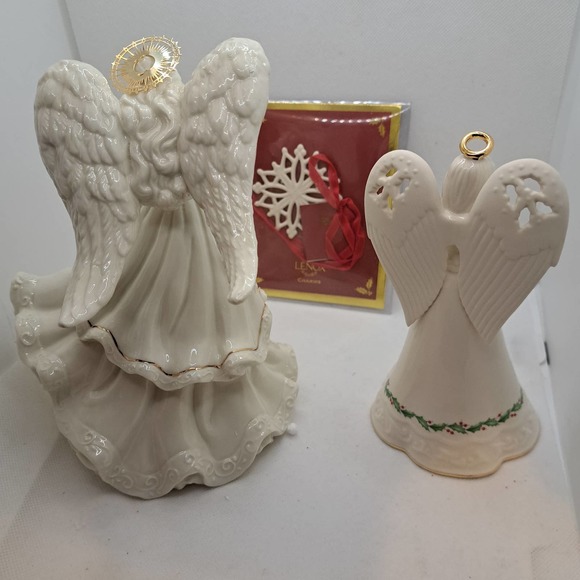 NIB- 8-inch Dillards Musical Angel & Lenox Angel Bell -24K Gold & Porcelain - Picture 3 of 8